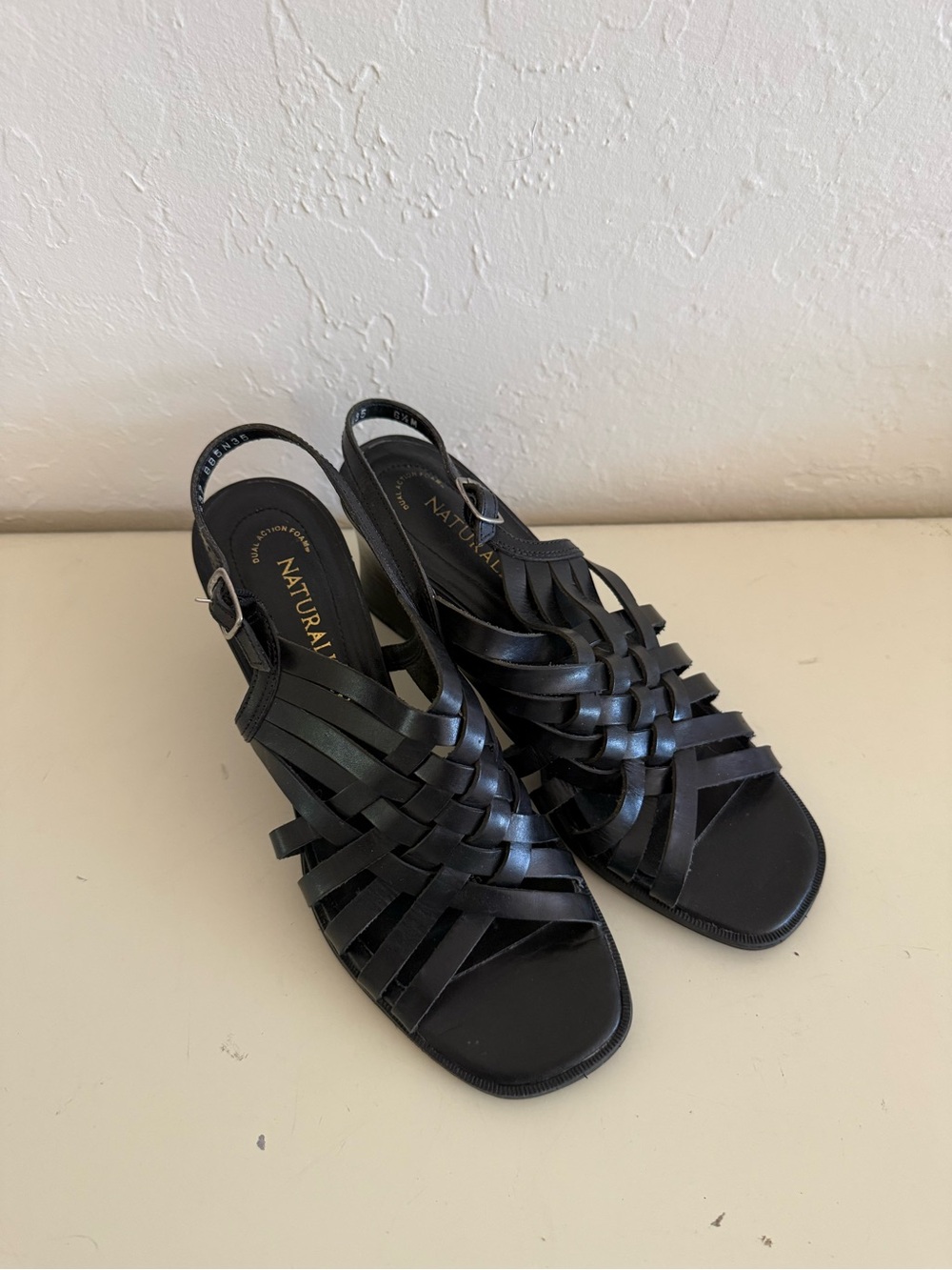 Naturalizer Black Woven Slingback Sandals